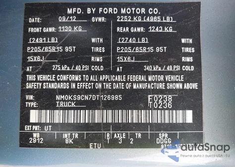 2013 Ford Transit Connect Xlt Premium из США, поврежденный, VIN NM0KS9CN7DT126985